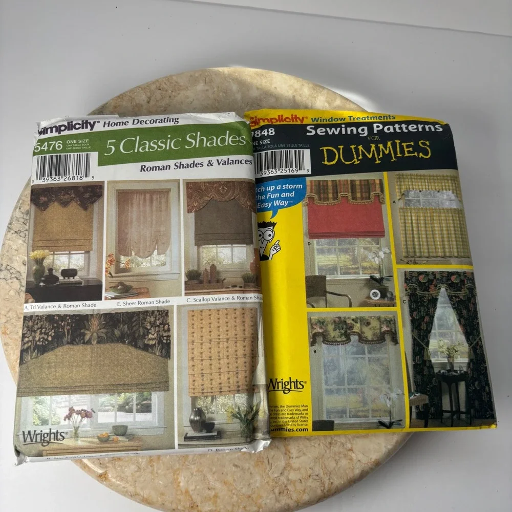 Simplicity Sewing Patterns Lot 5476 9848 Window Treatments Roman Shades Valance